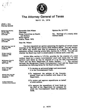 Texas Attorney General Opinion: H-1154