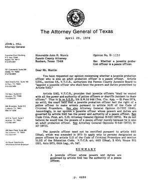 Texas Attorney General Opinion: H-1157