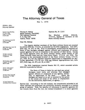 Texas Attorney General Opinion: H-1160