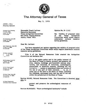 Texas Attorney General Opinion: H-1162