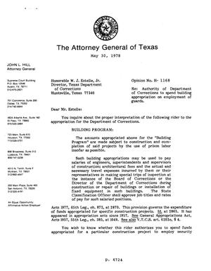 Primary view of object titled 'Texas Attorney General Opinion: H-1168'.