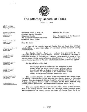 Texas Attorney General Opinion: H-1169