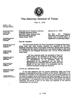Texas Attorney General Opinion: H-1180