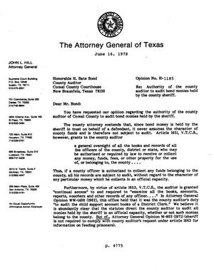Texas Attorney General Opinion: H-1185