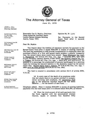 Texas Attorney General Opinion: H-1193