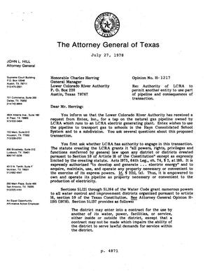 Texas Attorney General Opinion: H-1217