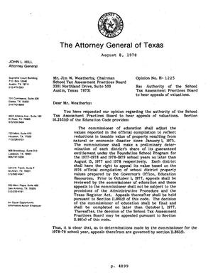 Texas Attorney General Opinion: H-1225