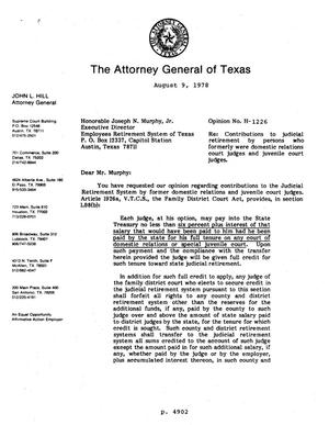 Texas Attorney General Opinion: H-1226