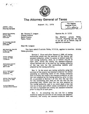 Texas Attorney General Opinion: H-1235