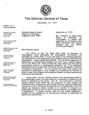 Texas Attorney General Opinion: H-1245