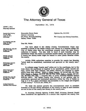 Texas Attorney General Opinion: H-1246