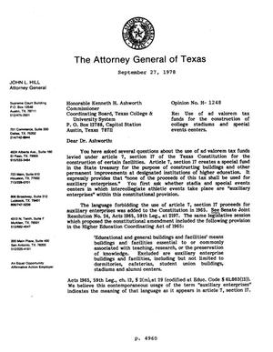 Texas Attorney General Opinion: H-1248