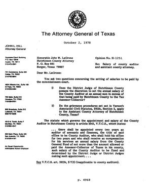 Texas Attorney General Opinion: H-1251