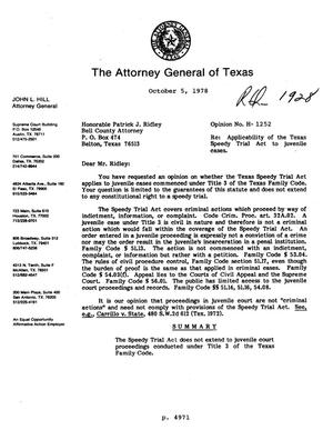 Texas Attorney General Opinion: H-1252