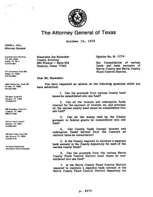 Texas Attorney General Opinion: H-1254