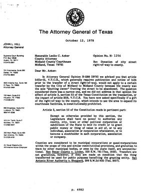 Texas Attorney General Opinion: H-1256