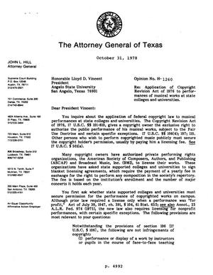 Texas Attorney General Opinion: H-1260
