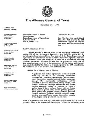 Texas Attorney General Opinion: H-1263