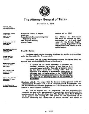 Texas Attorney General Opinion: H-1269