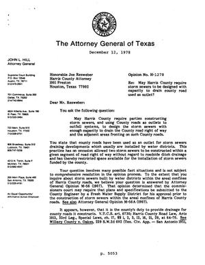 Texas Attorney General Opinion: H-1278