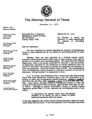 Texas Attorney General Opinion: H-1280