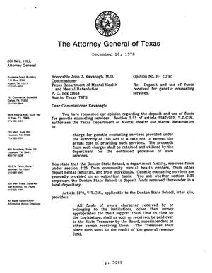 Texas Attorney General Opinion: H-1290