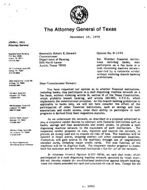 Texas Attorney General Opinion: H-1292