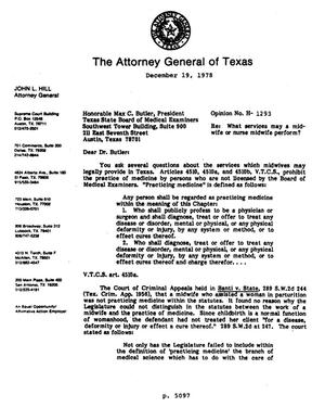 Texas Attorney General Opinion: H-1293