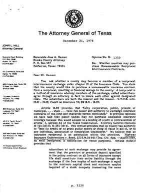 Texas Attorney General Opinion: H-1300