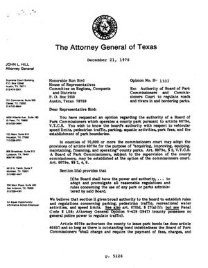Texas Attorney General Opinion: H-1302