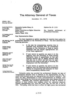 Texas Attorney General Opinion: H-1305
