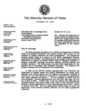 Texas Attorney General Opinion: H-1318