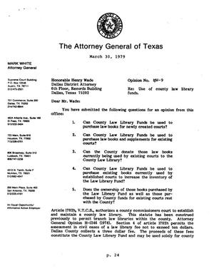 Texas Attorney General Opinion: MW-9