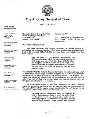 Texas Attorney General Opinion: MW-13