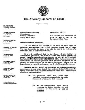 Texas Attorney General Opinion: MW-18