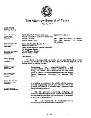 Texas Attorney General Opinion: MW-20