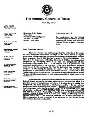 Texas Attorney General Opinion: MW-25