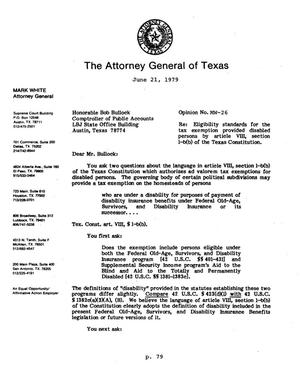 Primary view of object titled 'Texas Attorney General Opinion: MW-26'.