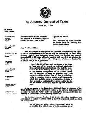 Texas Attorney General Opinion: MW-29