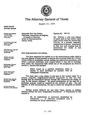 Texas Attorney General Opinion: MW-46