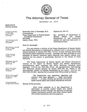 Texas Attorney General Opinion: MW-55
