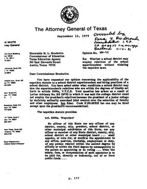 Texas Attorney General Opinion: MW-56