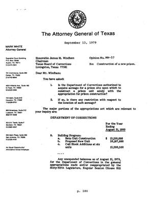 Texas Attorney General Opinion: MW-57