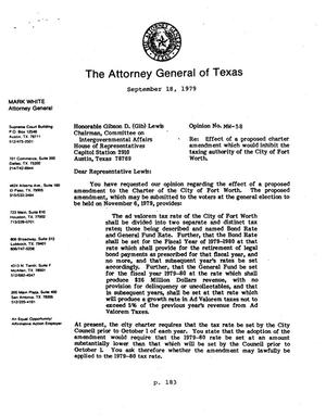 Texas Attorney General Opinion: MW-58