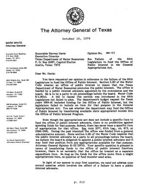 Texas Attorney General Opinion: MW-69