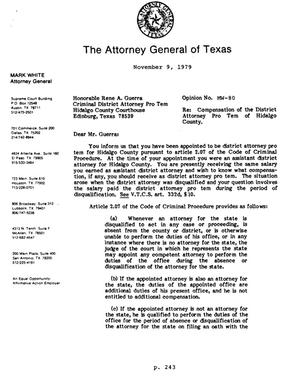Texas Attorney General Opinion: MW-80