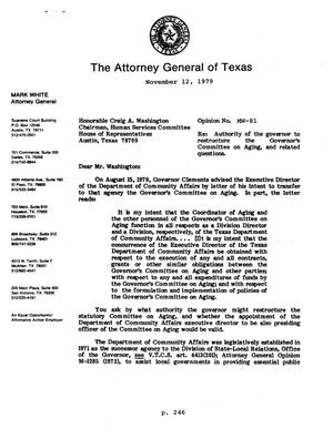 Texas Attorney General Opinion: MW-81