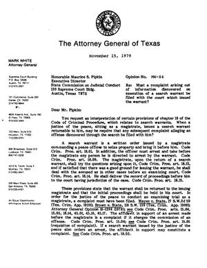 Texas Attorney General Opinion: MW-84
