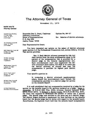 Texas Attorney General Opinion: MW-87