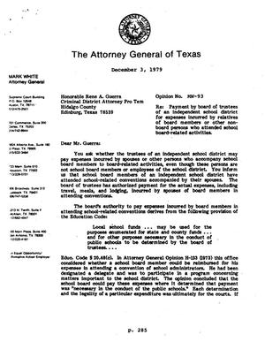 Texas Attorney General Opinion: MW-93